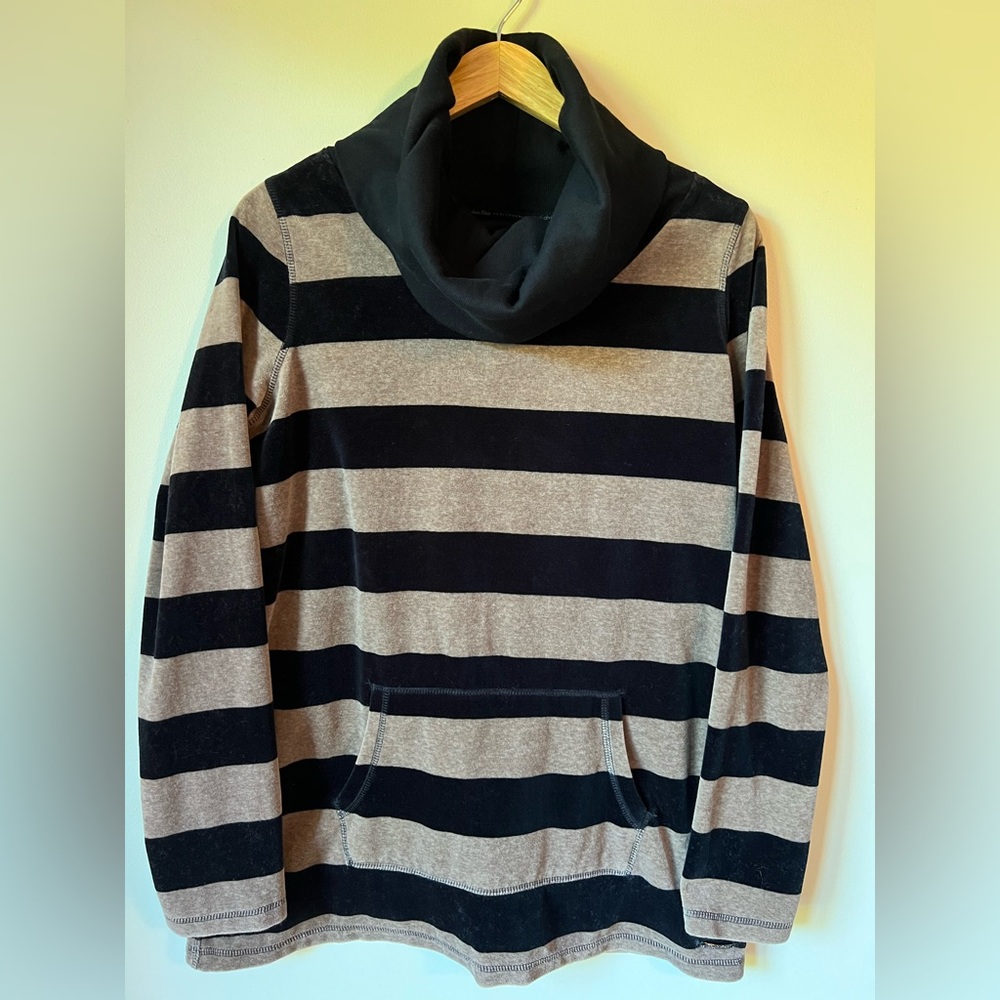 Calvin Klein Performance Black Striped Long Sleeve Cowl Neck Shirt Size  S
